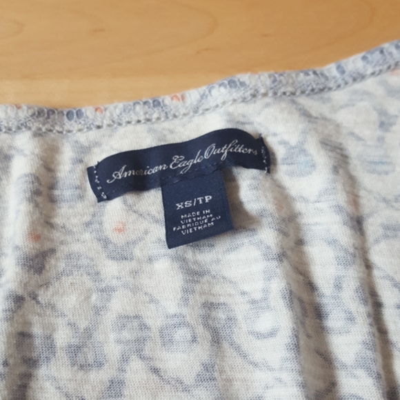 American Eagle Blue and White Bohemian Top - Picture 2 of 4